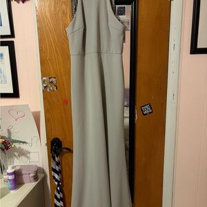 Lulu's Soft Light Gray Lace-Trim Dress
